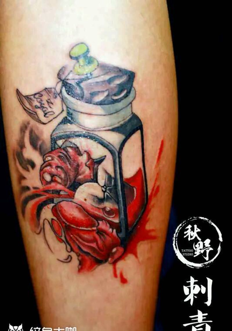 出轨纹身图片_腿部欧美静物成品纹身图案