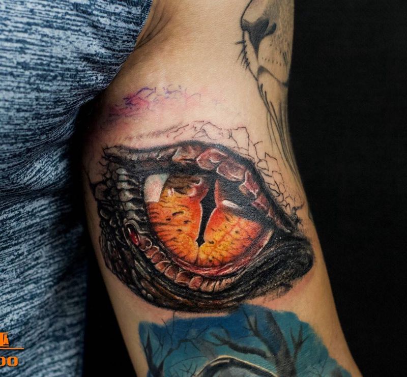 龙目纹身图片_成品手部欧美动物鬼神纹身图案