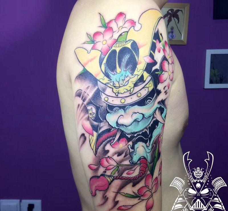 鬼武士纹身图片