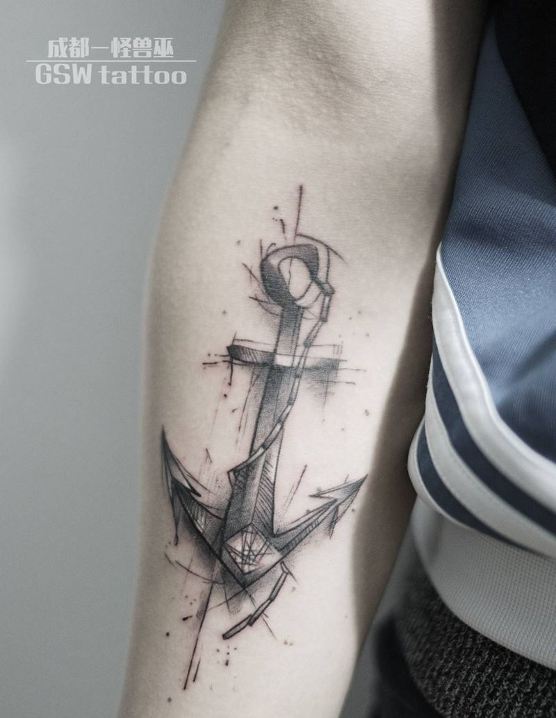 船锚纹身图片_手臂纹身图案