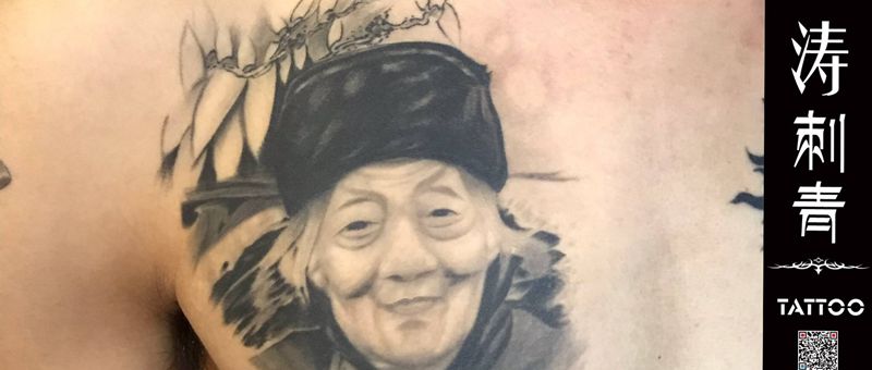 肖像纹身图片_胸部纹身图案
