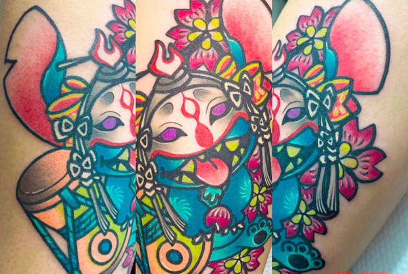 史迪仔纹身图片_腿部纹身图案