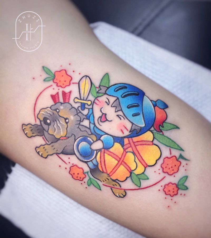 卡通肖像纹身图片_手臂手部New School纹身图案