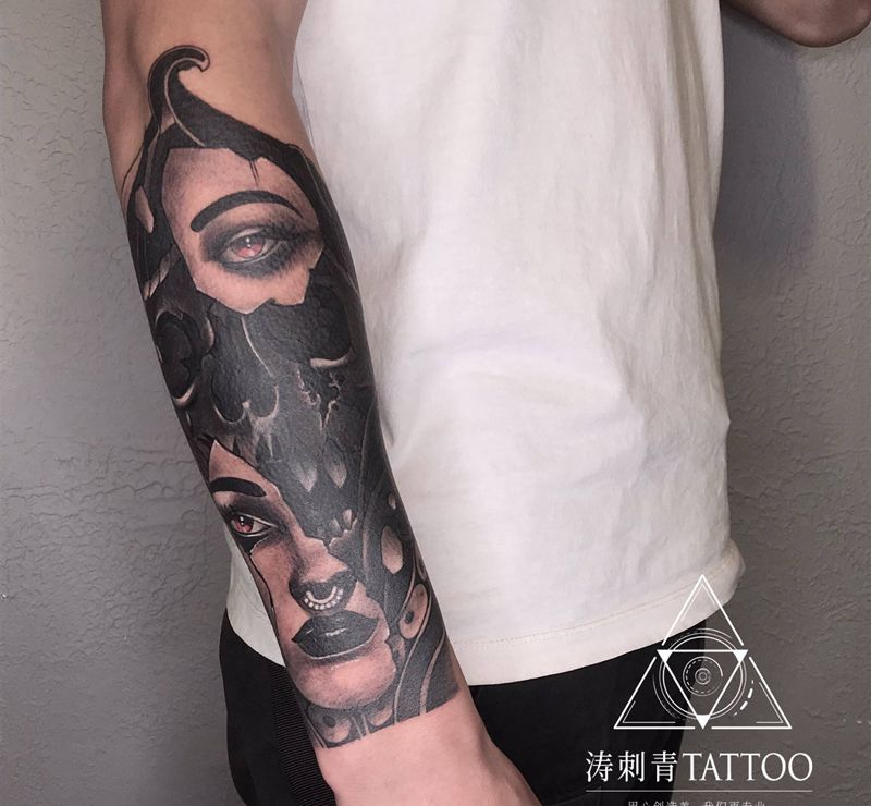 暗黑系纹身图片_手臂纹身图案