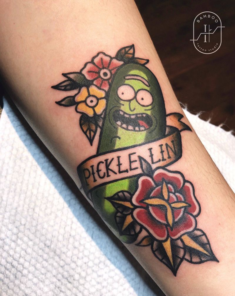 黄瓜先生纹身图片_手臂手部Old School纹身图案