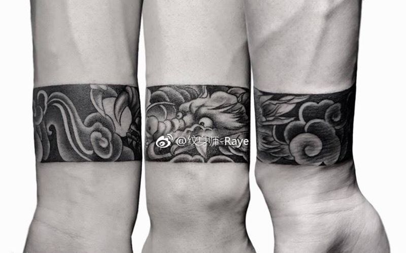 传统臂环纹身图片_成品手臂传统清新国画纹身图案