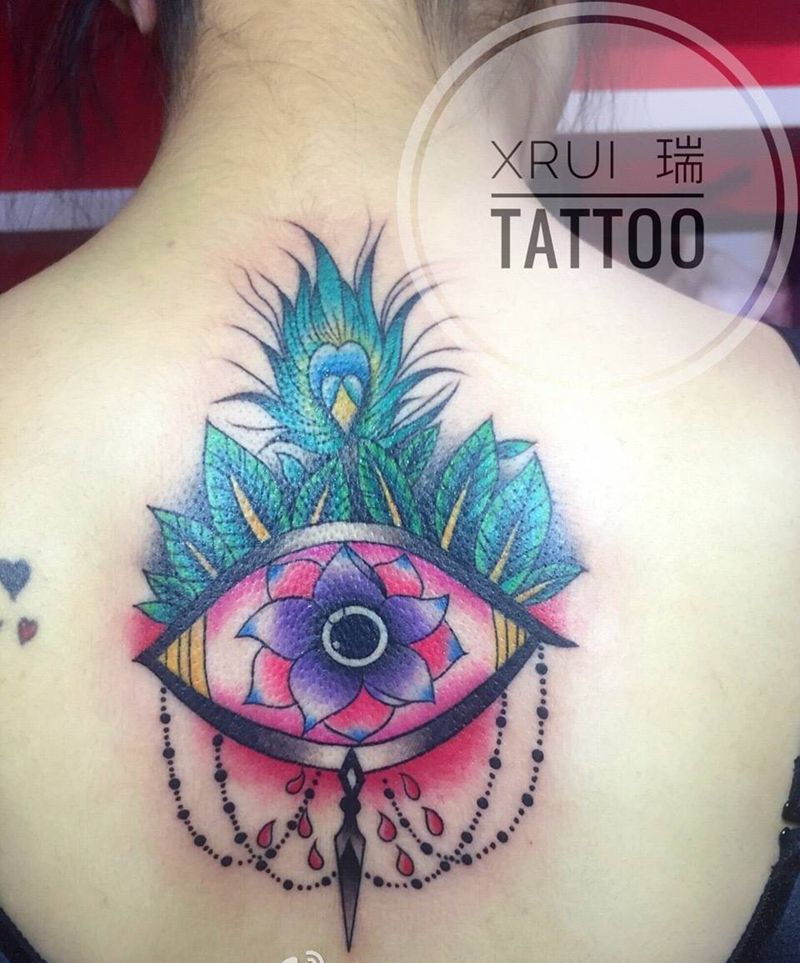 花眸2.0升级版纹身图片_成品手稿背部欧美清新原创植物纹身图案