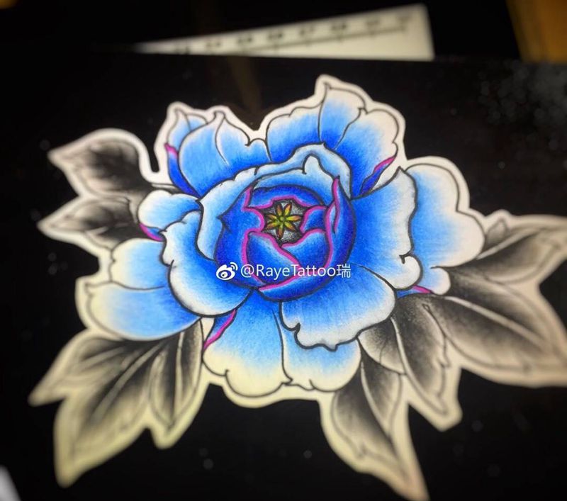 牡丹发发纹身图片_手稿胸部传统清新植物原创纹身图案