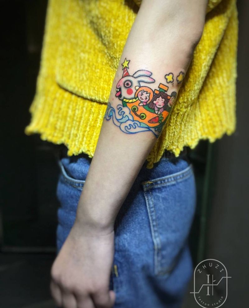 一家人纹身图片_手臂手部New School卡通纹身图案