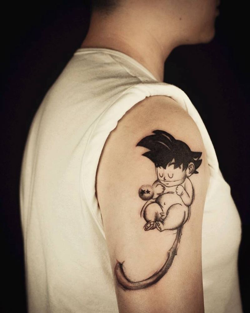 七龙珠-悟空纹身图片_手臂清新动漫动画成品插画纹身图案