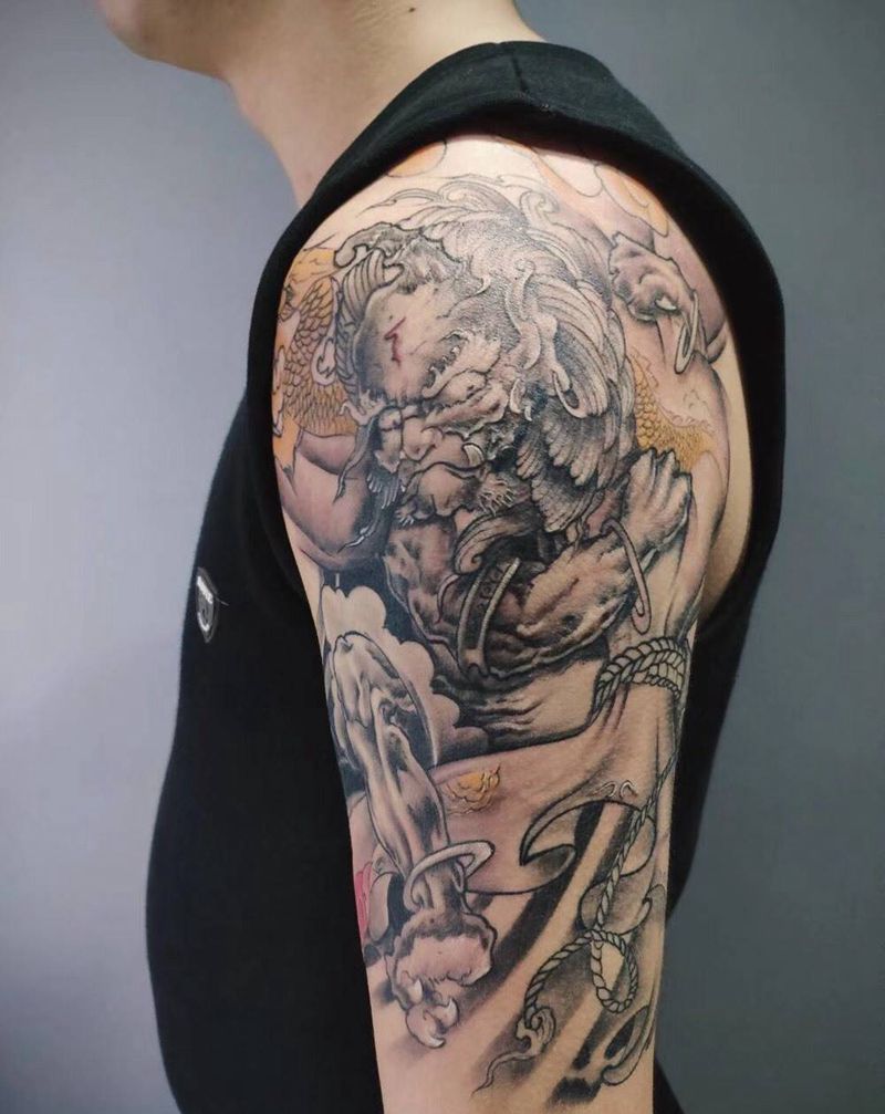 锑锑传统纹身图片_手臂新传统纹身图案