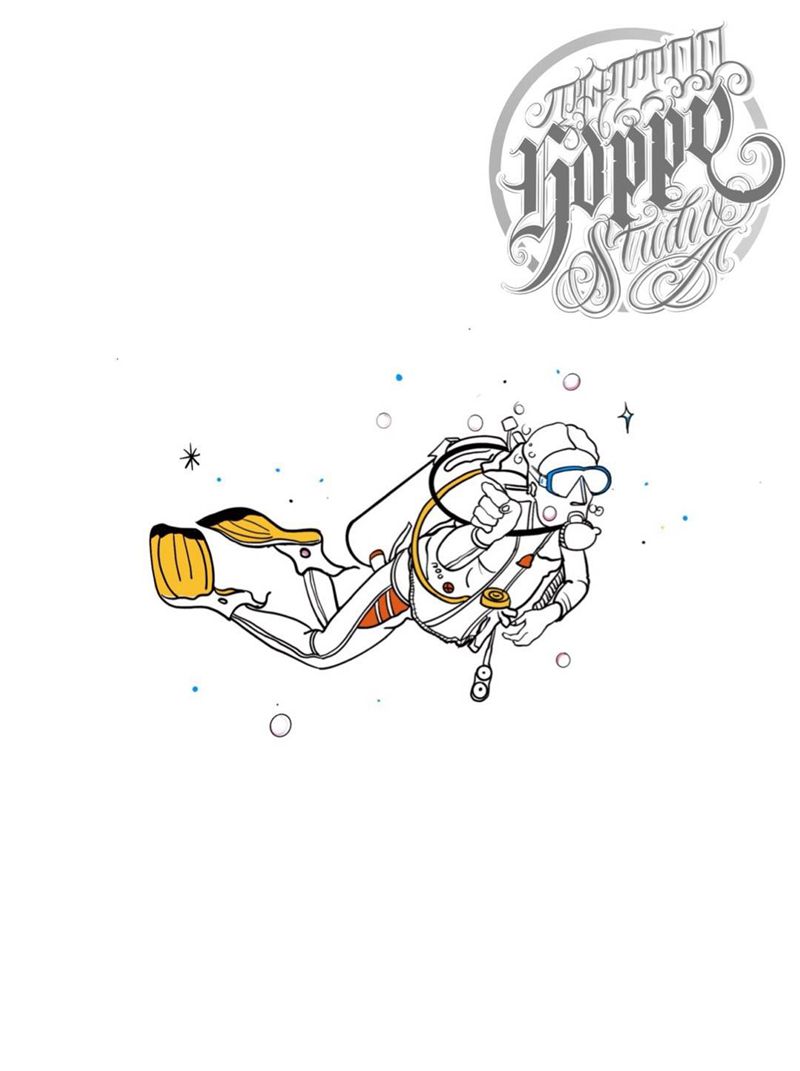 潜水纹身图片_手臂几何纹身图案