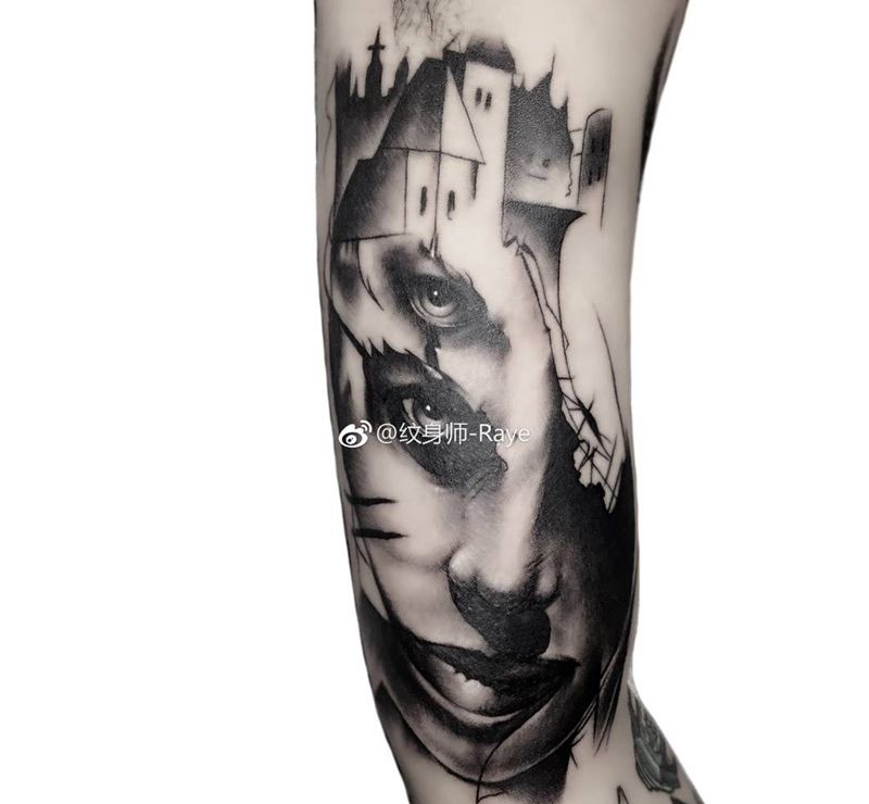 ...纹身图片_成品插画手臂欧美清新人物纹身图案