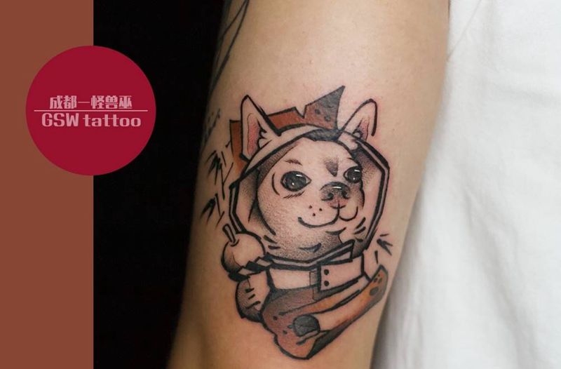 吉娃娃纹身图片_手臂New School纹身图案