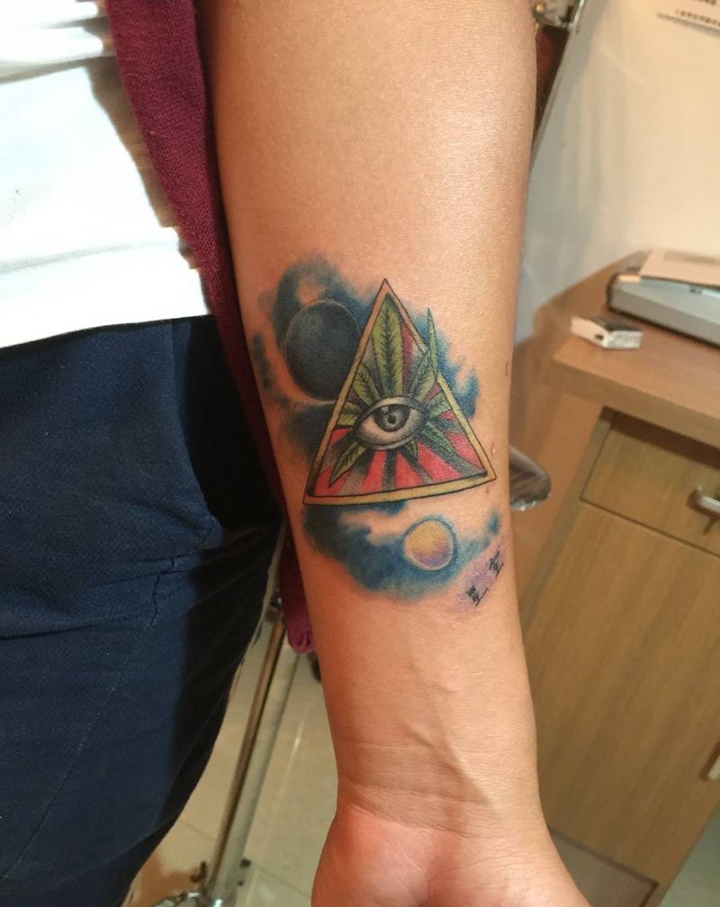 全视眼纹身图片_欧美清新手臂成品刺青纹身图案