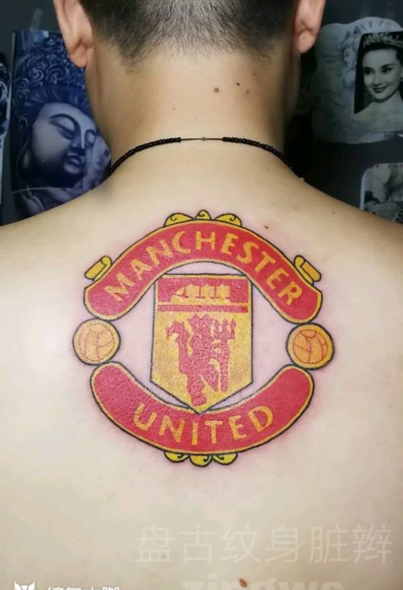 标记纹身图片_颈部背部传统字符图腾天台盘古盘古成品纹身图案