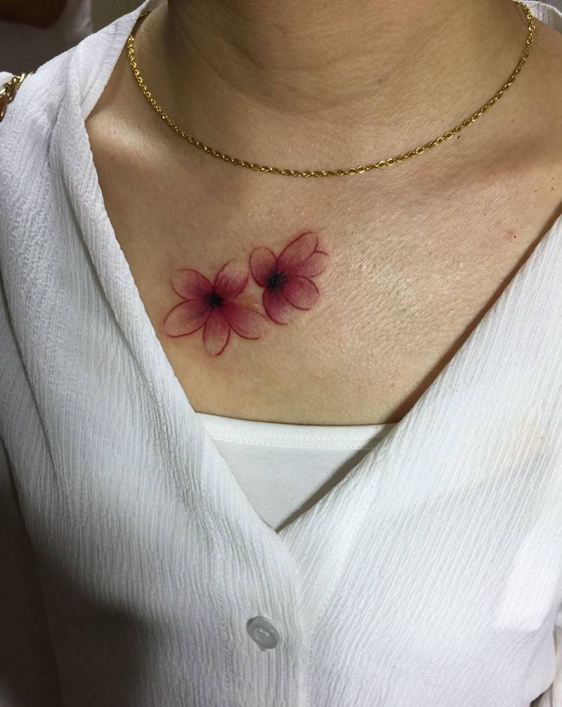 花纹身图片_成品植物胸部纹身图案