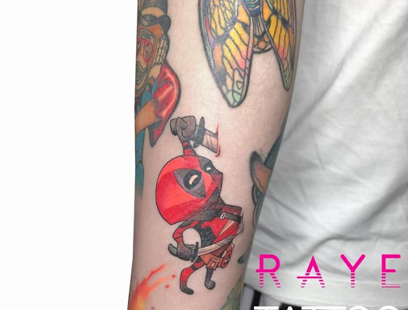 卡通版【死侍】纹身图片_成品手臂欧美清新人物纹身图案