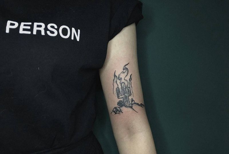 仙人掌纹身图片_手臂手部Old School纹身图案