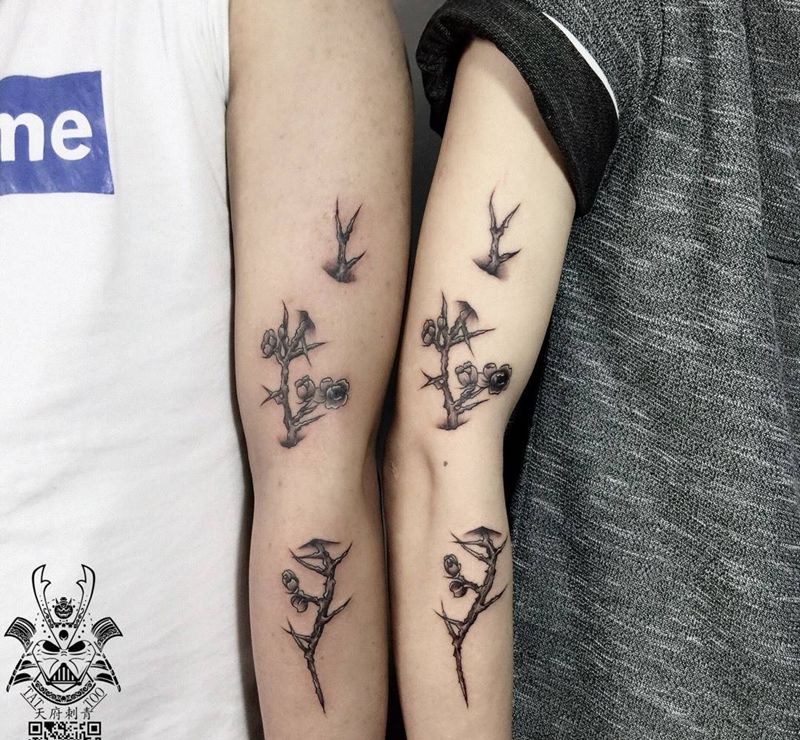 树杆纹身图片_成品手臂欧美传统国画习俗植物纹身图案