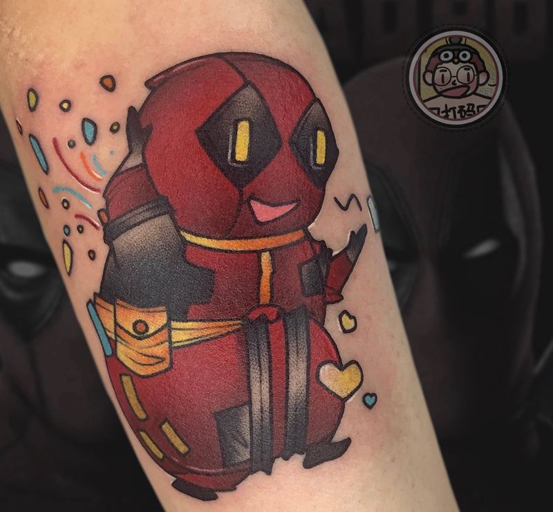 胖死侍纹身图片_手臂New School纹身图案