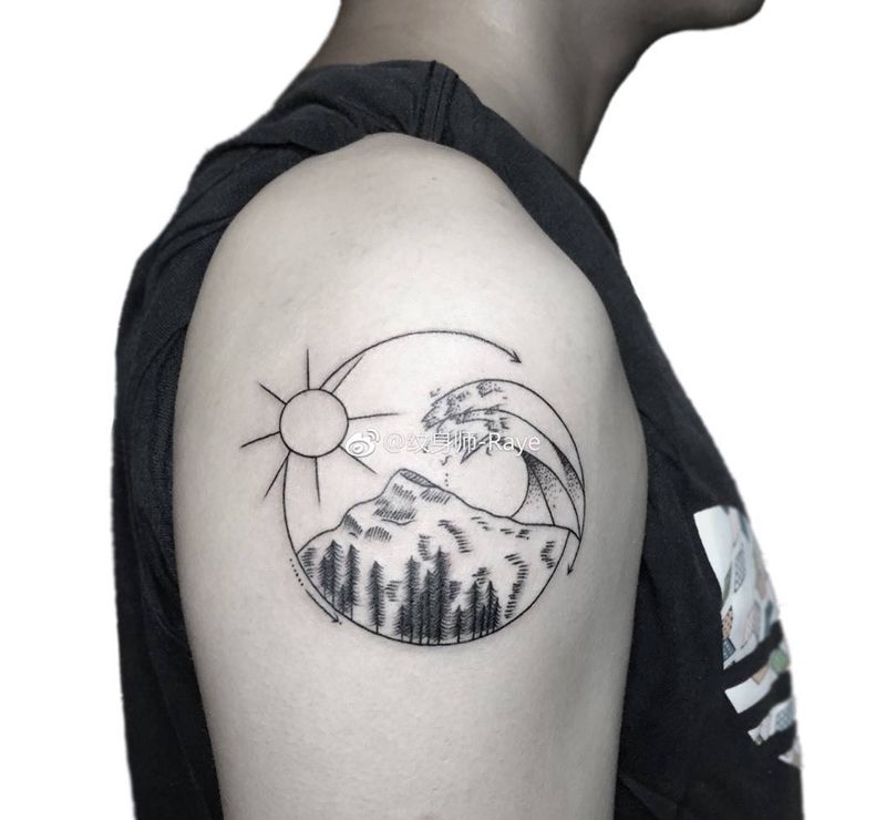 点刺纹身图片_成品插画手臂欧美清新线条点刺纹身图案