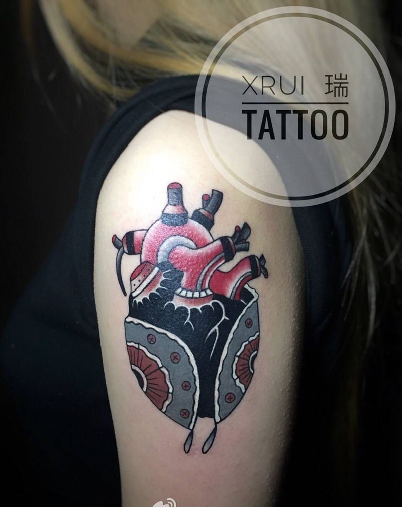 心脏纹身图片_成品手臂欧美清新纹身图案