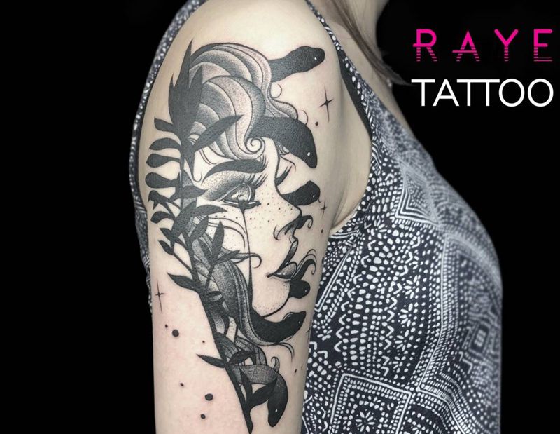 美杜莎 medusa纹身图片_手臂欧美写实纹身图案