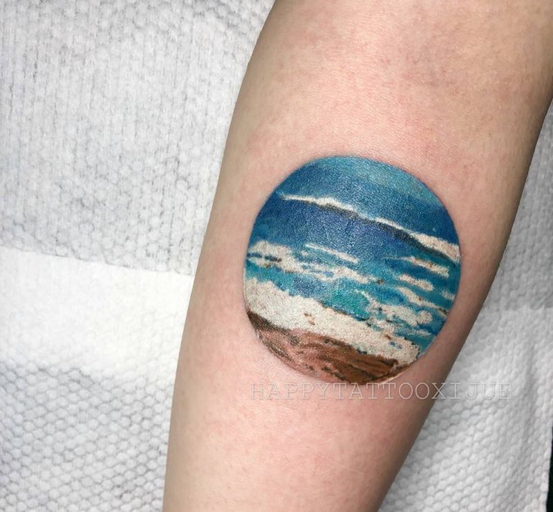 海纹身图片_手部手臂水彩水墨纹身图案