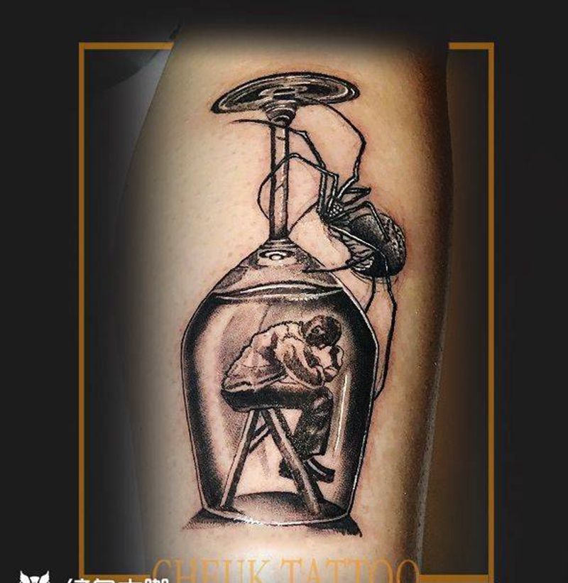 酒纹身图片_欧美写实纹身图案