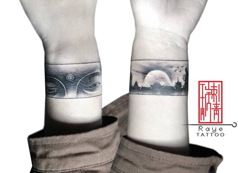 手环纹身图片_成品手臂传统清新宗教人物纹身图案