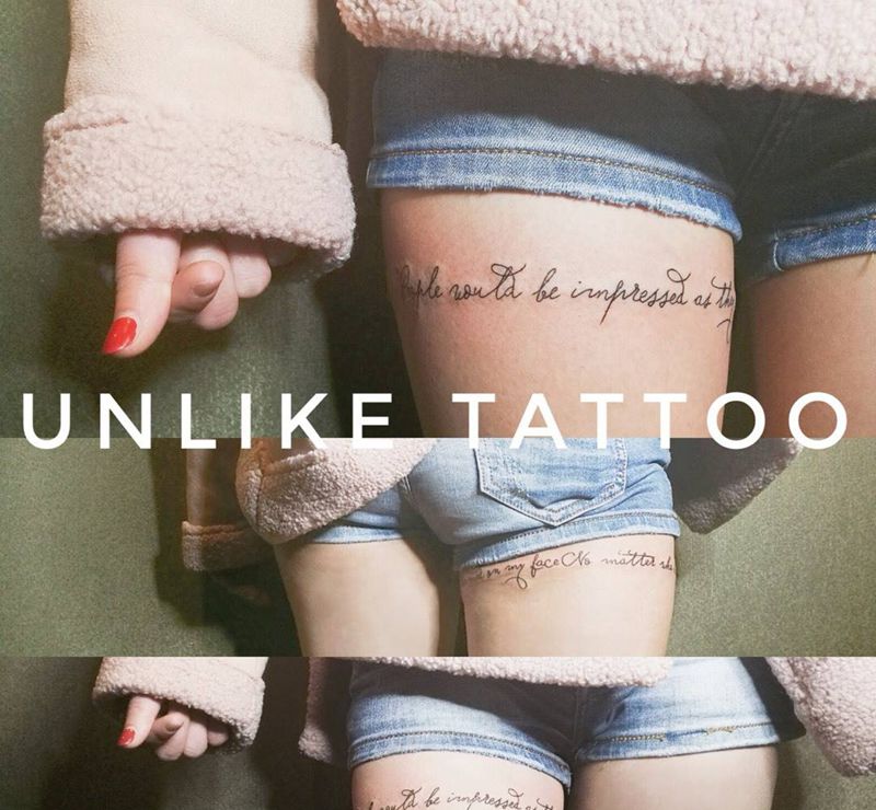 字母腿环纹身图片_成品腿部欧美清新字符线条纹身图案