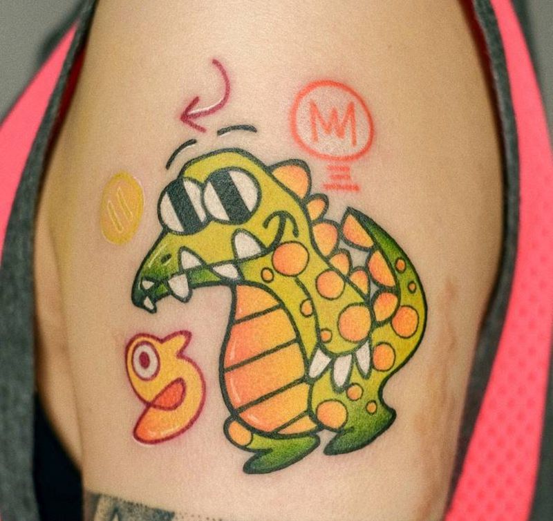 爱洗澡的小鳄鱼纹身图片_手臂New School纹身图案