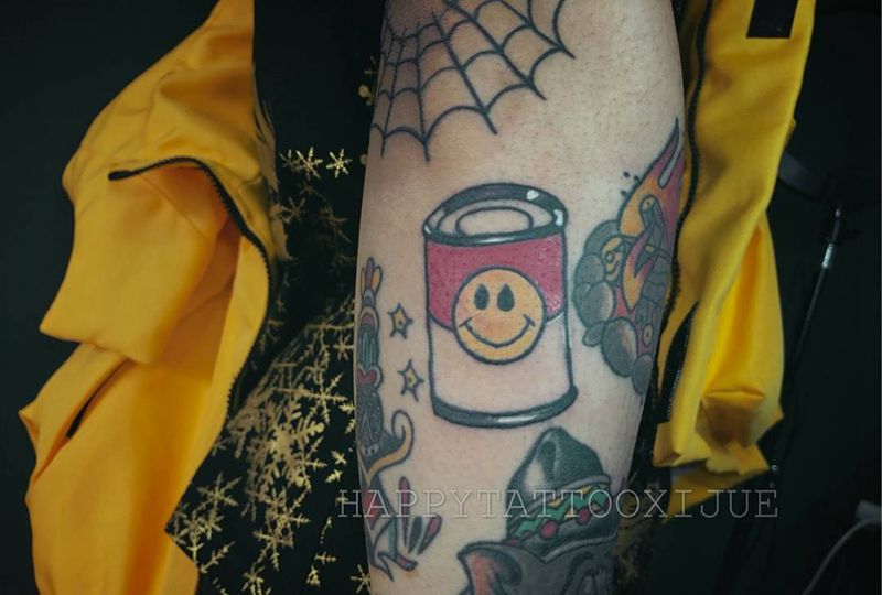 可乐罐纹身图片_Old School纹身图案