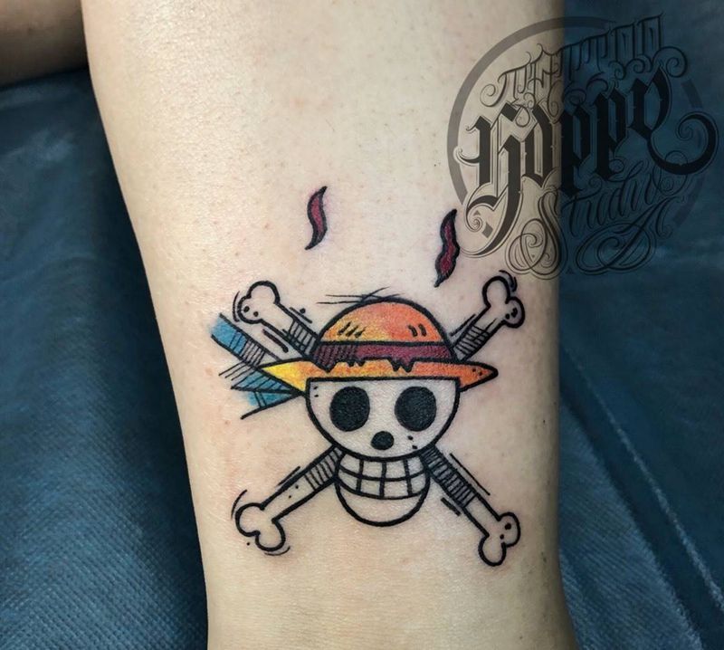 海贼王纹身图片_脚部腿部New School纹身图案