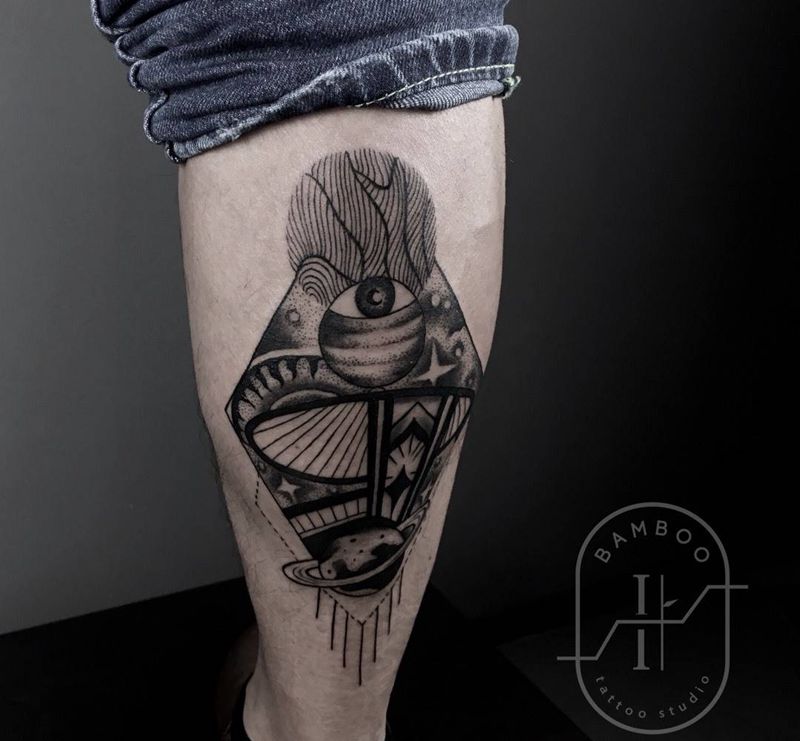 来自宇宙纹身图片_成品腿部脚部欧美原创纹身图案