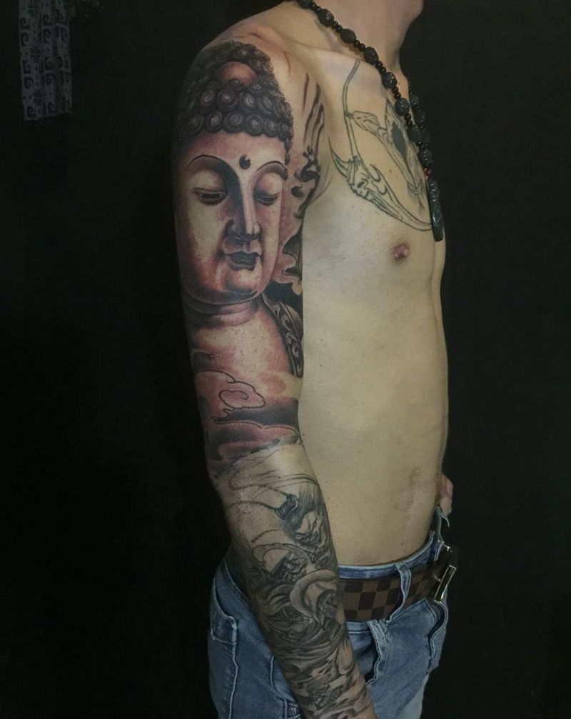 花臂纹身图片_成品手臂传统刺青纹身图案