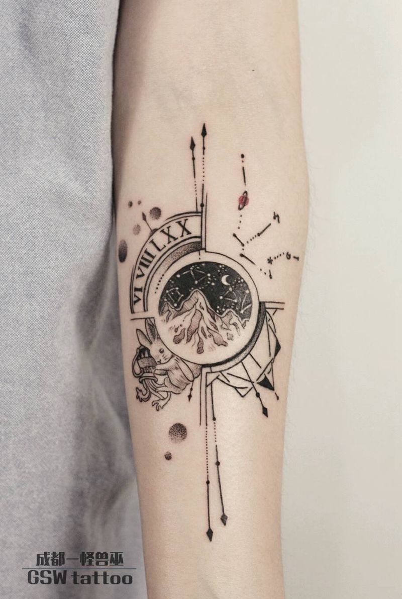 小清新星座纹身图片_手臂纹身图案