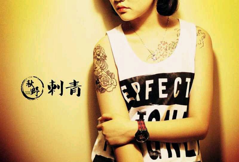 少女的心纹身图片_手臂肖像人物成品纹身图案