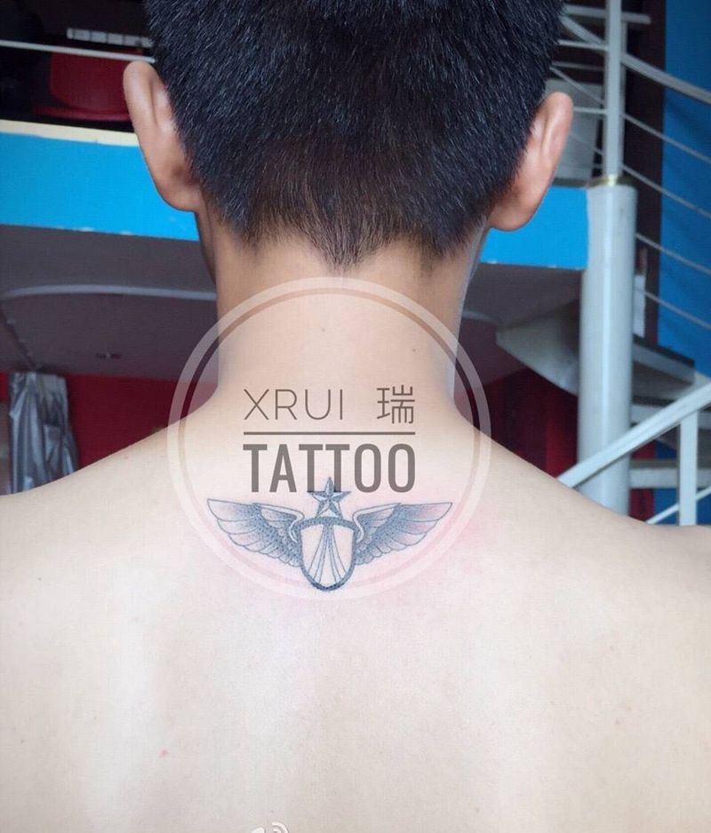 空军标志纹身图片_成品背部纹身图案