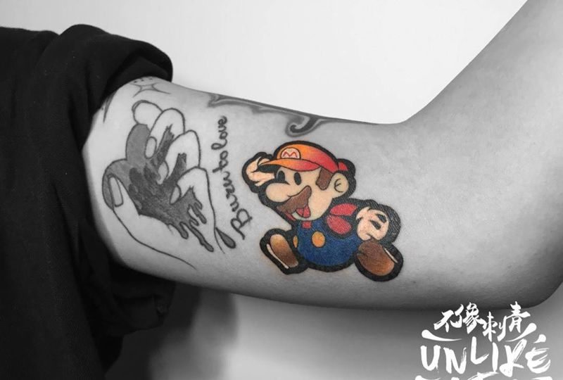 超级玛了个丽纹身图片_成品手臂欧美清新人物纹身图案