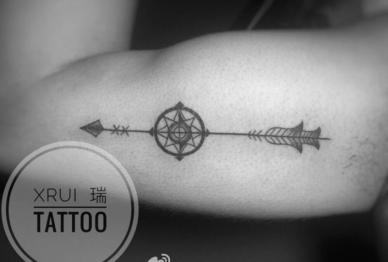 几何箭头纹身图片_成品手臂欧美清新几何纹身图案