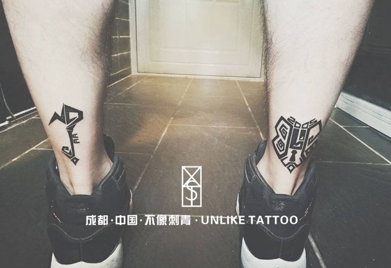 客人原创自带纹身图片_成品腿部欧美清新原创图腾纹身图案