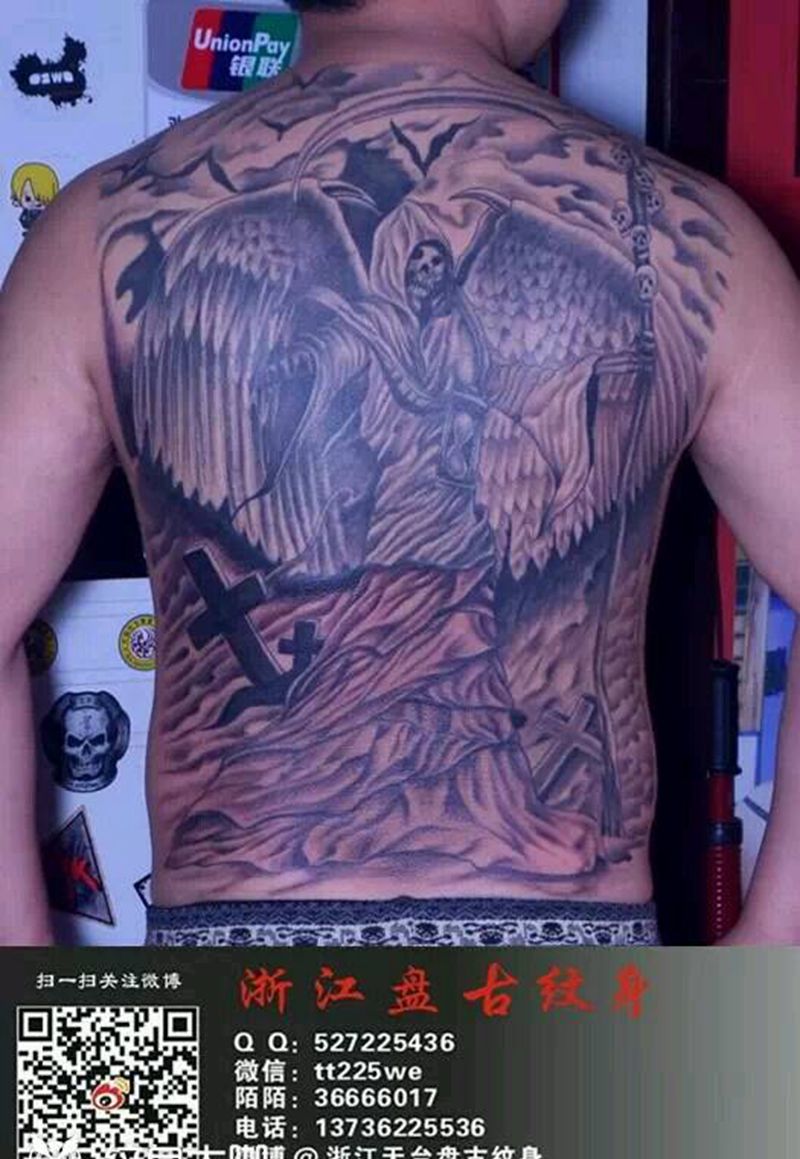 死神纹身图片_背部成品纹身图案