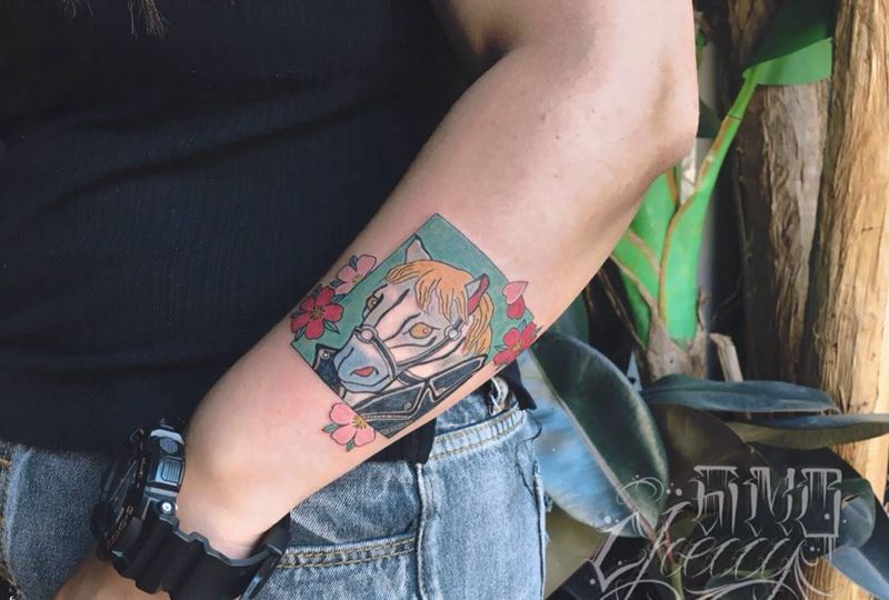 马纹身图片_手臂老传统纹身图案