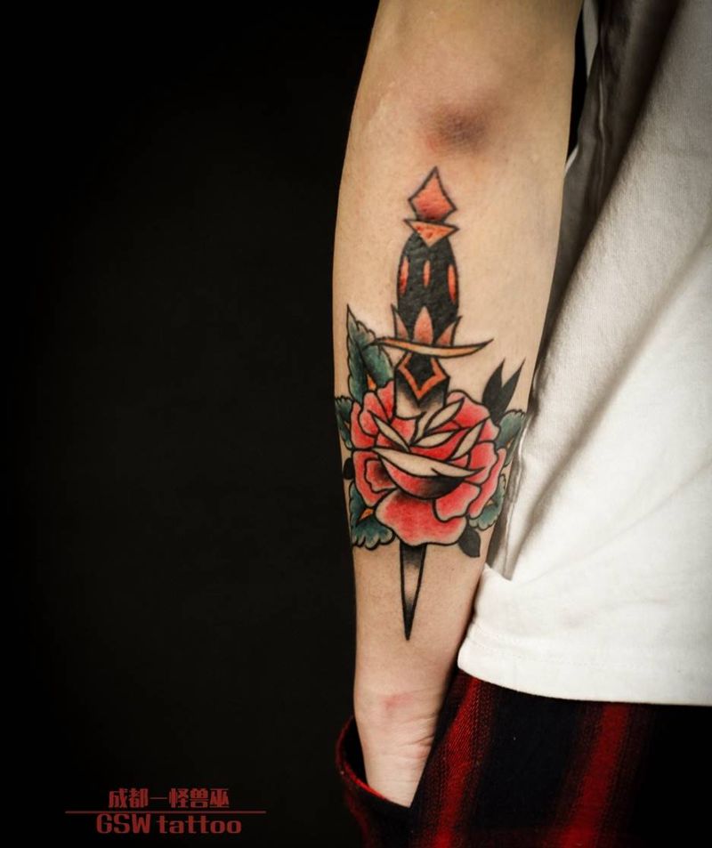 school纹身图片_手臂欧美静物成品纹身图案