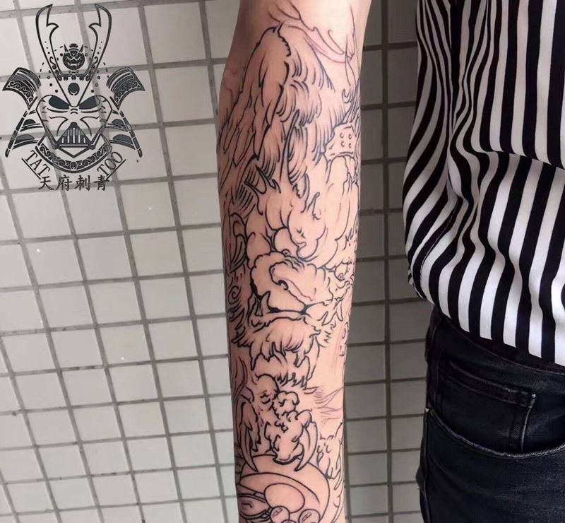 般若纹身图片_手臂传统鬼神纹身图案
