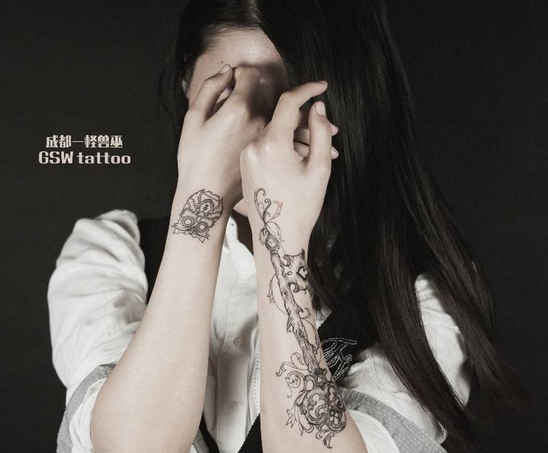 森林精灵纹身图片_手臂清新动物静物成品纹身图案