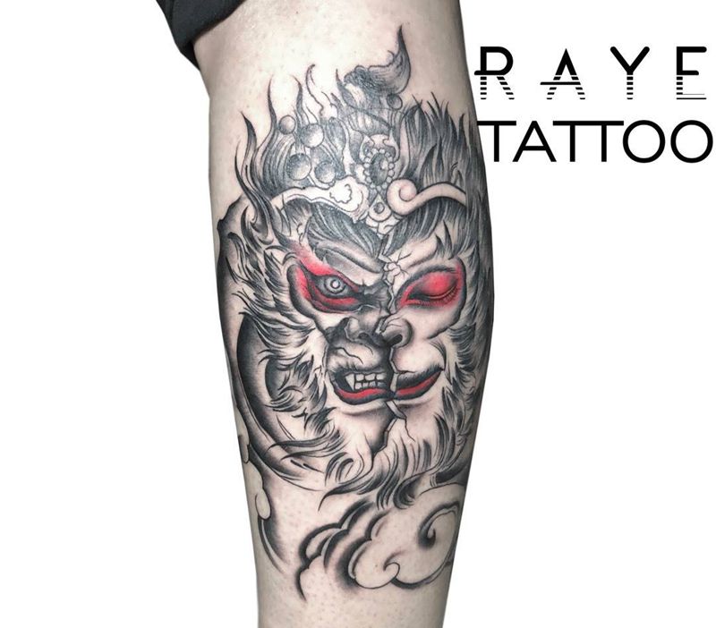 一念之间纹身图片_成品手稿腿部传统清新人物鬼神原创纹身图案