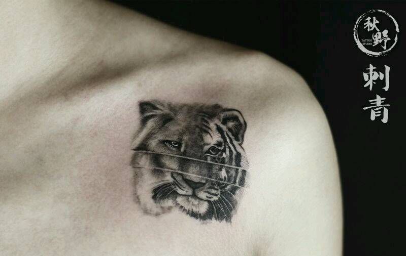 虎狮纹身图片